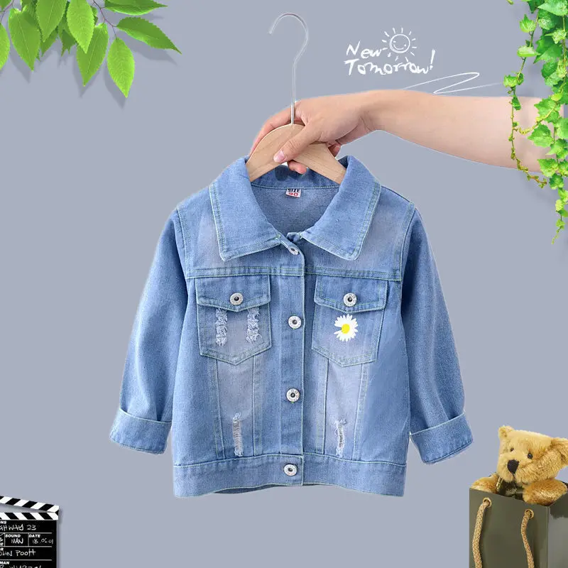 

Spring Autumn Fashion Kids Jean Coat For Girls Sweet Little Princess Outerwear Children's Clothing 2-12 Years Girls Denim Jacket