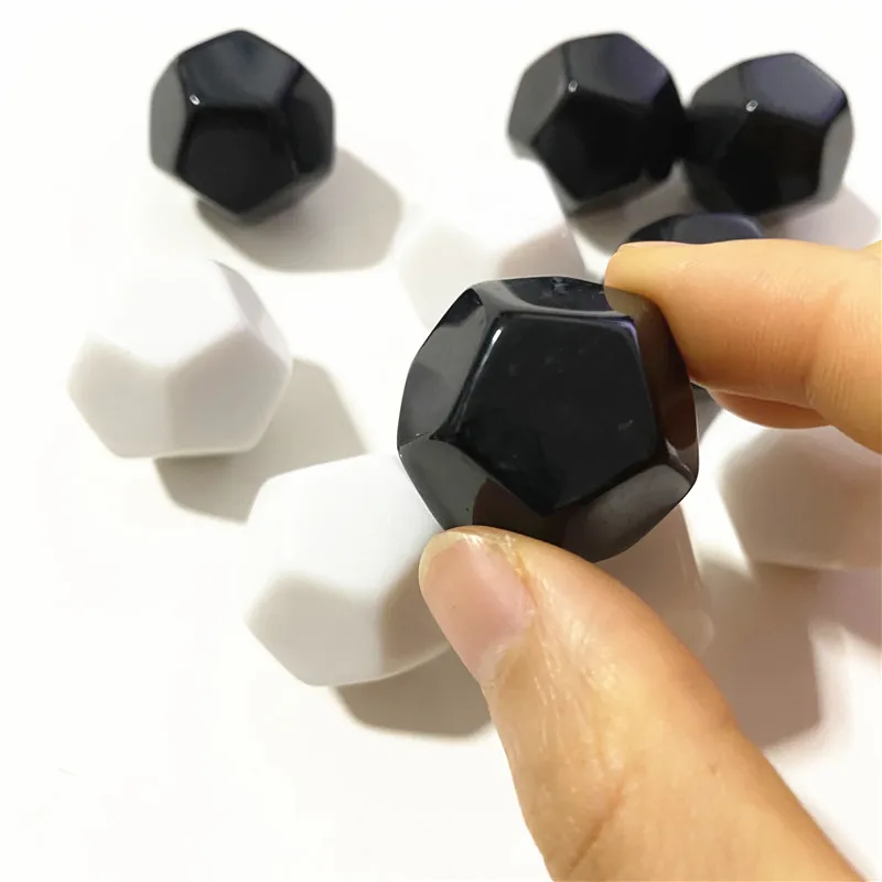 10Pcs Acrylic D12 23mm Blank White Black Color Dice 12-Sided For Board Games Accessories