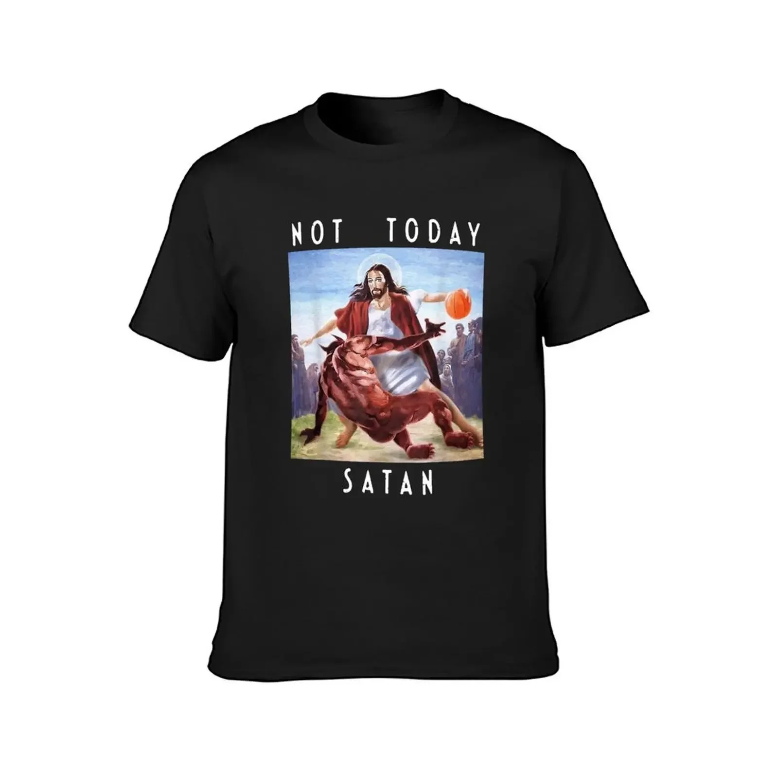 Not Today SatanJesus vs Satan in Basketball T-Shirt shirts graphic tees boys whites oversized t shirts for men