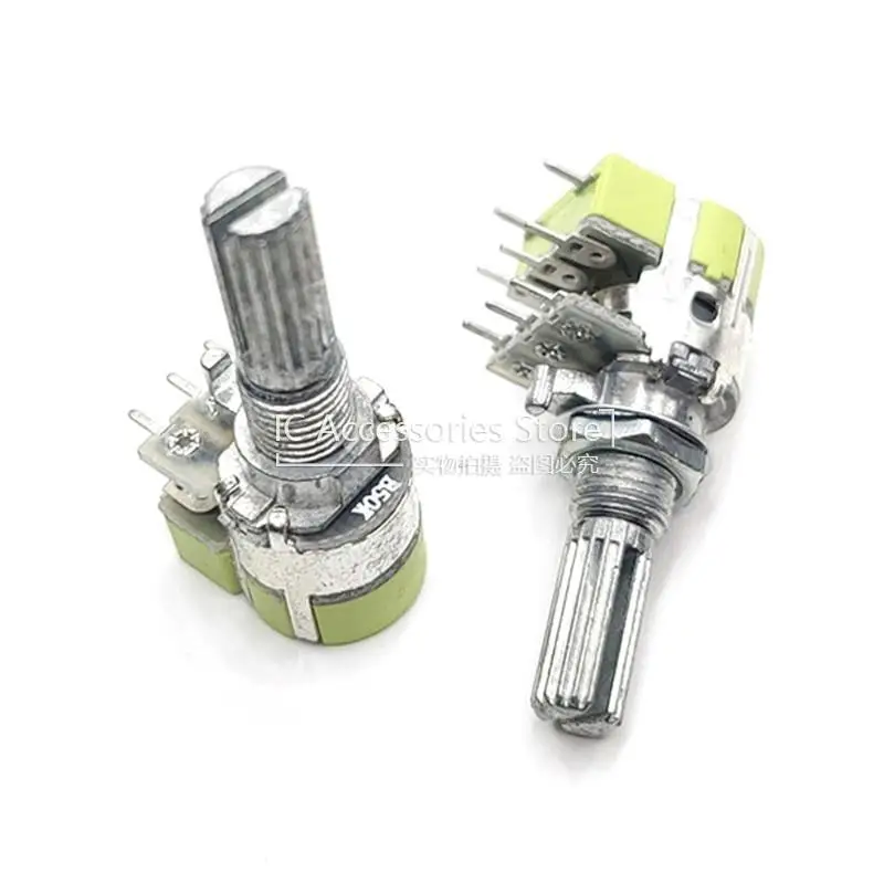 5PCS 12 Type R125G Dual Potentiometer With Switch B50K Volume Amplifier Potentiometer Handle Length 20MM 8Pin