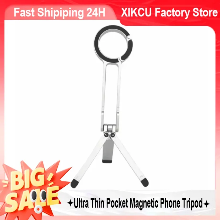 Ultra Thin Adjustable Pocket Magnetic Phone Tripod Foldable Mini Holder for iPhone Samsung Vlog Shooting Recording