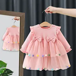 Toddler Baby Girl Dress for Newborns Long Sleeve 1 Year Birthday Princess Party Dresses Infant Baby Clothing Kids Girls Clothes