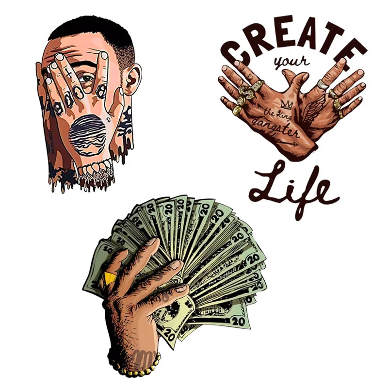 Hip Hop Heat Transfer Vinyl New Style Dollar bill trend Personalized sticker sticker DIY decorative T-shirt for men and women