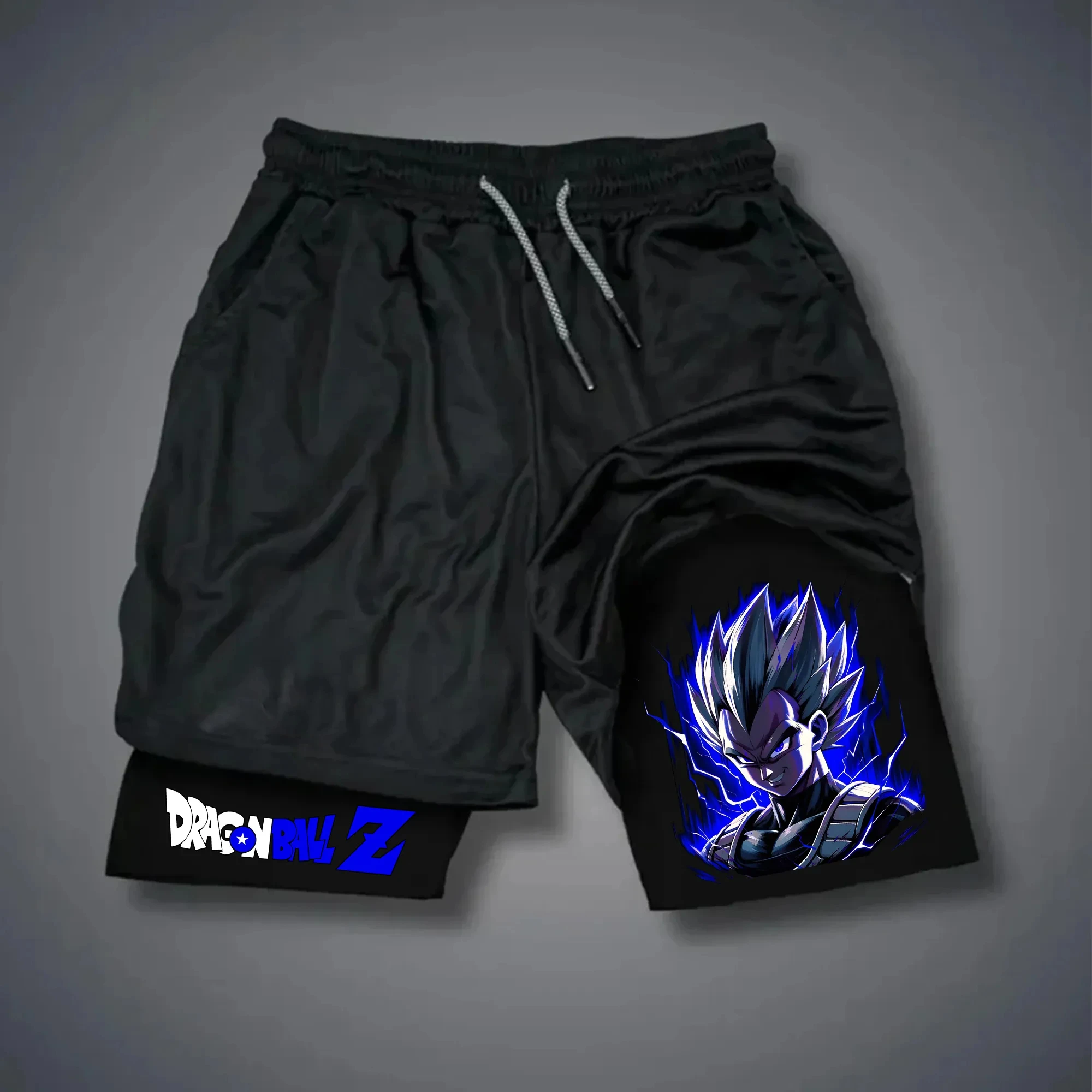 

2025 Dragon Ball Japanese Animation Peripheral Double-layer Shorts Men's Trend Breathable Loose Sports Five-point Pants