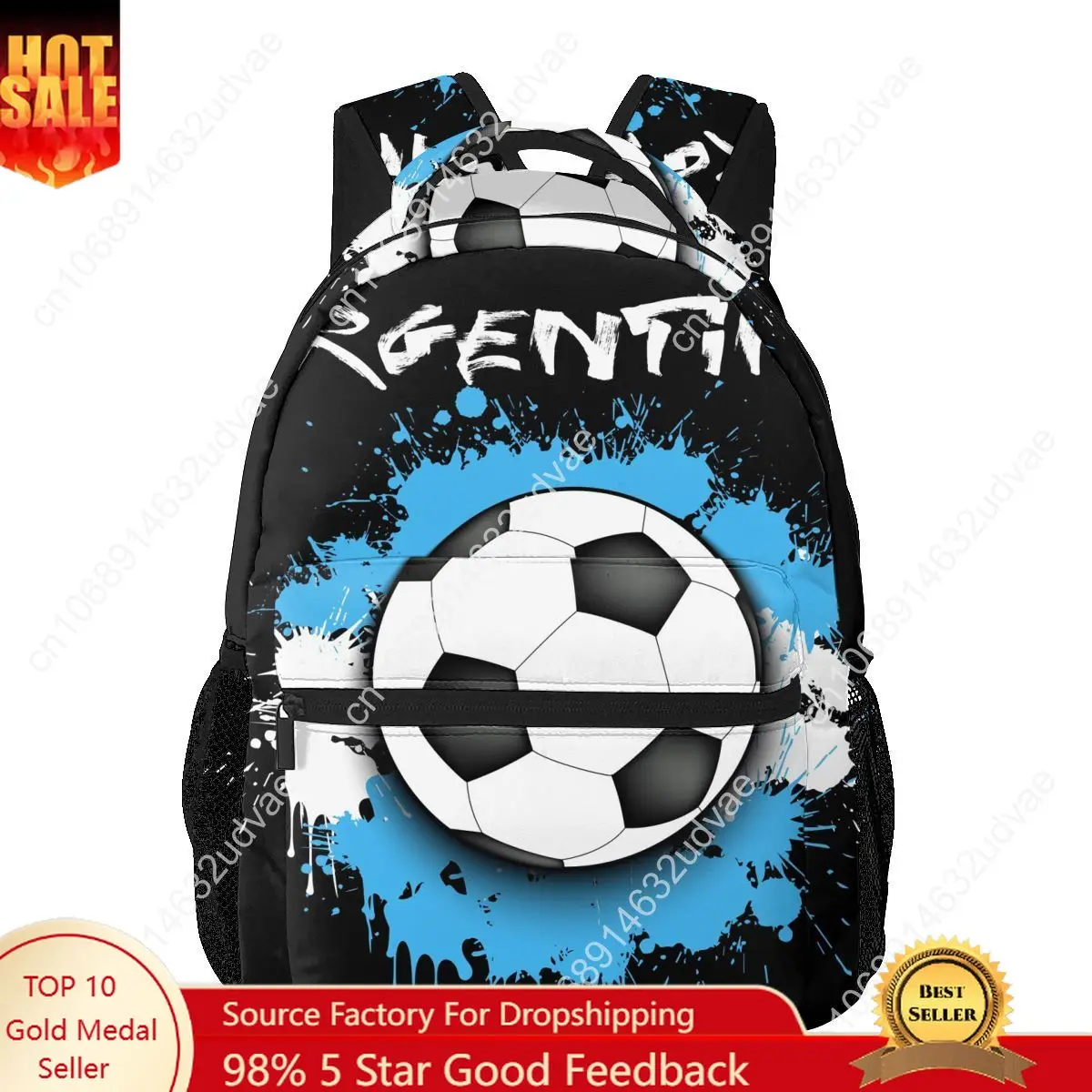 Backpack Boy Teenagers Nursery School bag Argentina Flag Soccer Ball Against Pattern back to school bag