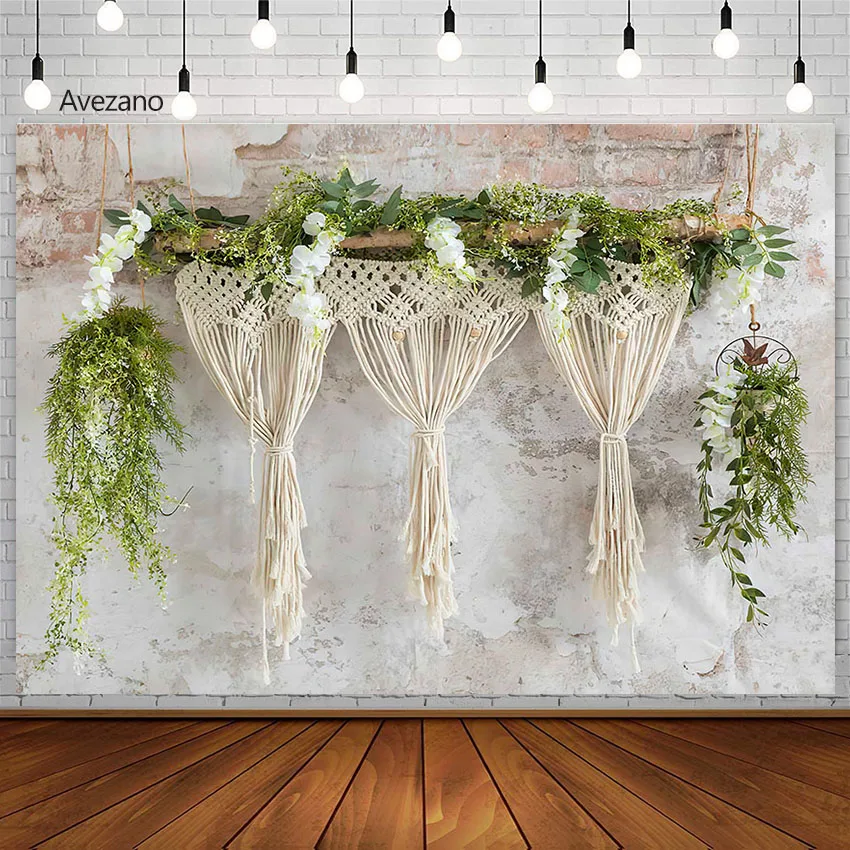 

Avezano Spring Photography Background Old Brick Wall Grass Boho Kids Birthday Portrait Backdrop Photo Studio Decor Photozone