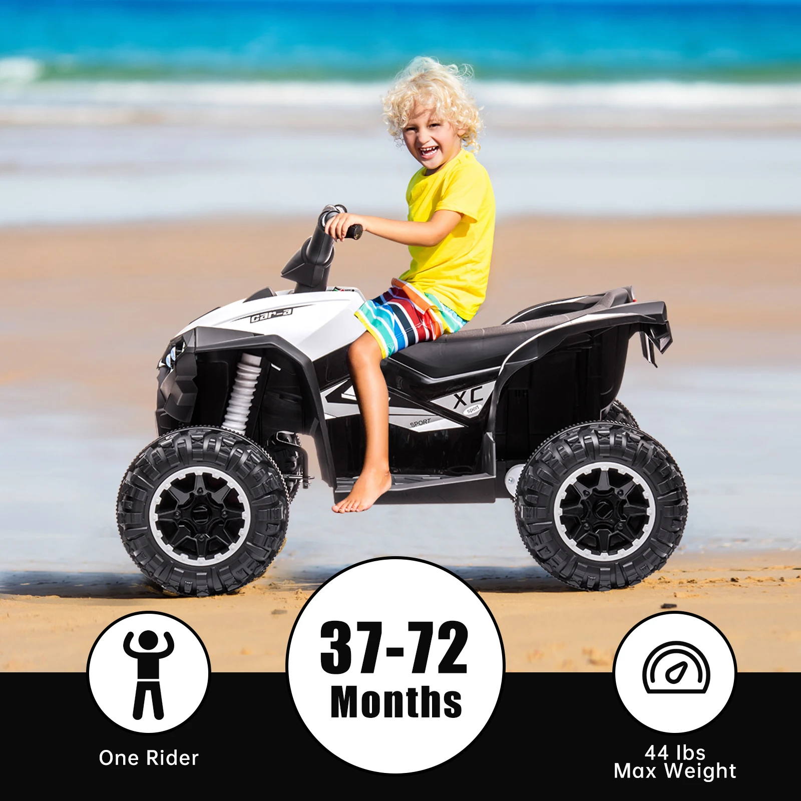 el coche para niños, vehículos ATV eléctricos de 12 V con telecomando, juguete de paseo en ATV alimentados por batería, con música