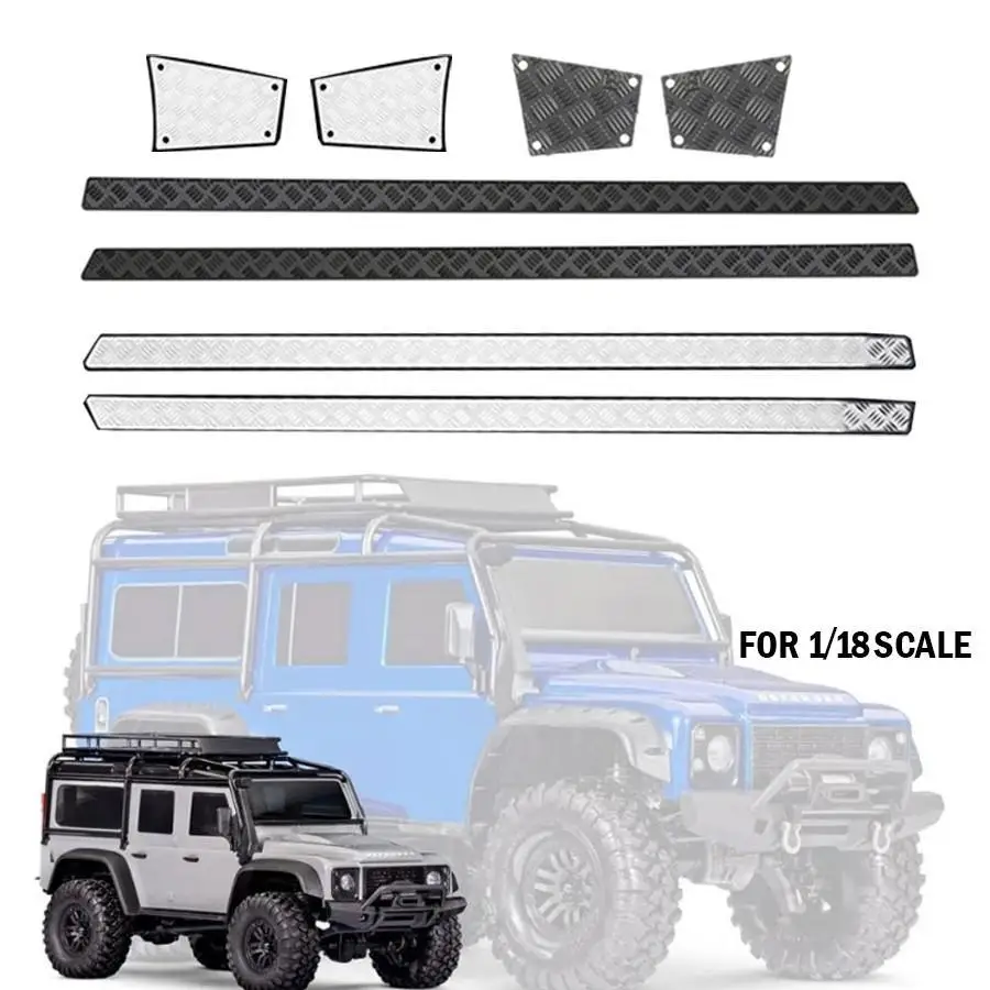 Body Metal Side Skirt Side Anti-scratch Strip Metal Rear Anti-skid Plate For Trax Trx-4m 1/18 Defender