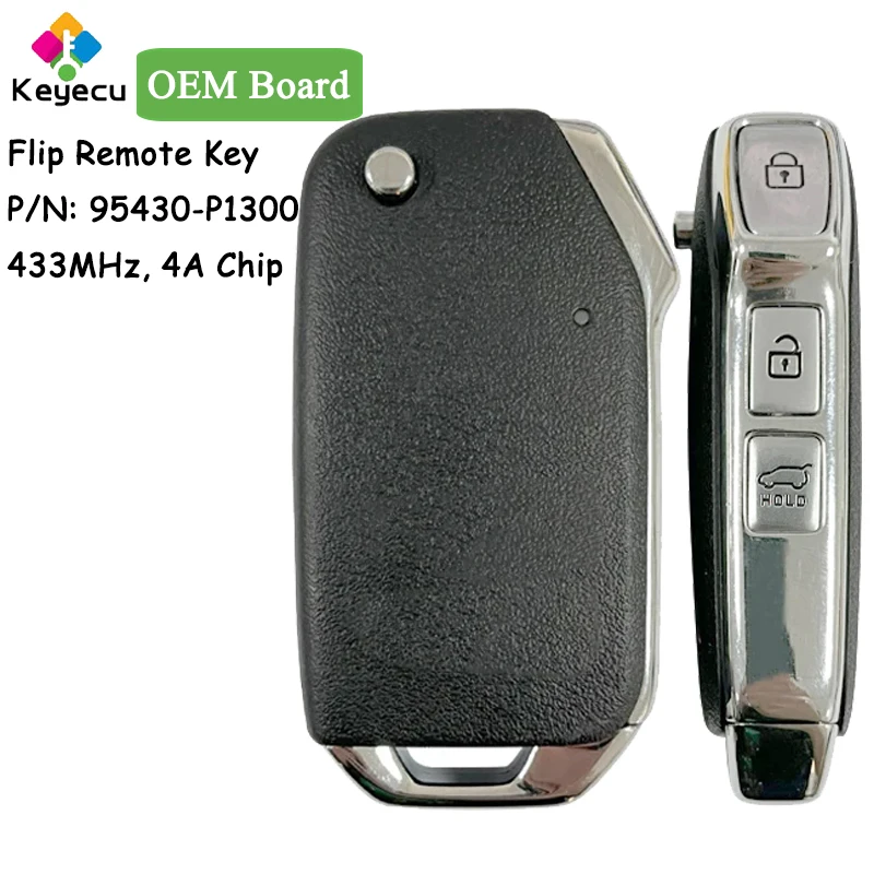 KEYECU OEM Board Flip Remote Car Key With 3 Buttons 433MHz 4A Chip for Kia Carnival Sportage Sorento 2022 2023 Fob 95430-P1300