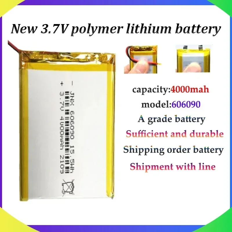 New 606090 3.7V Polymer Lithium Battery Real Capacity4000mAh Suitable for Video Early Education Machine Mobile Power Battery DIY