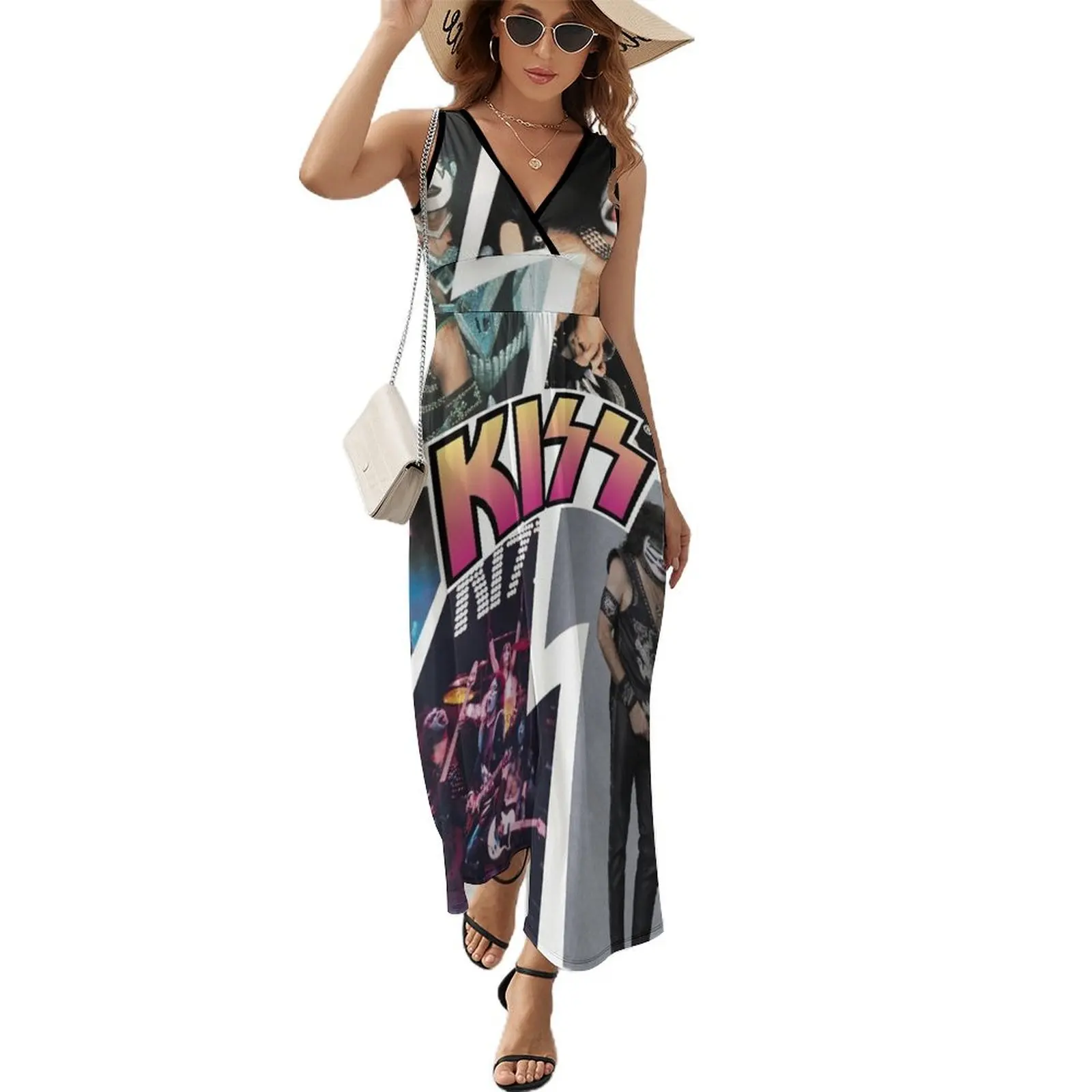 

Женское платье без рукавов KISS коллаж, летнее платье для выпускного вечера, модель 2024, 2024