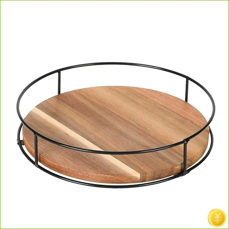 Non-Skid Wood Turntable Organizer For Cabinet, Pantry, Kitchen Countertop, Refrigerator, Spice Rack, Carbonized Black