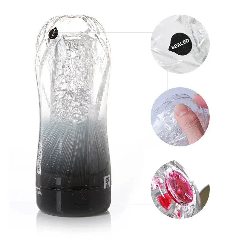 Reusable Male Masturbator Soft Pussy Sex Toys Transparent Vagina Adult Endurance Exercise Sex Products Vacuum Pocket Cup For Men