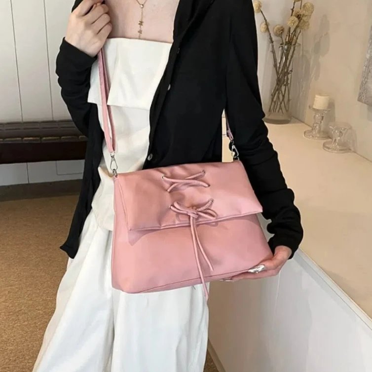 

Elegant Sweet Bandage Bowknot Bag Korean Style Large Capacity Bow Messenger bag Commuting Tote Bag Bow Shoulder Bag Women