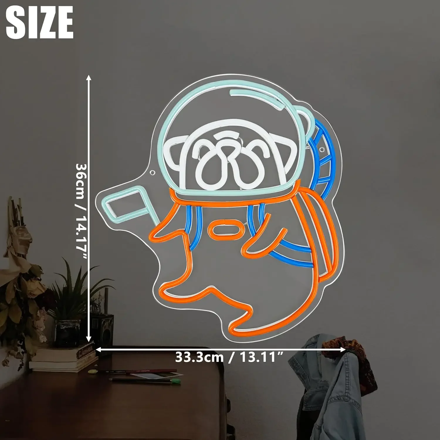Cute Astronaut Dog Neon Signs LED Pug Neon Lights Dimmable for Bedroom Pet Shop Bar Club Man Cave Party Wall Decor Gift for Kid