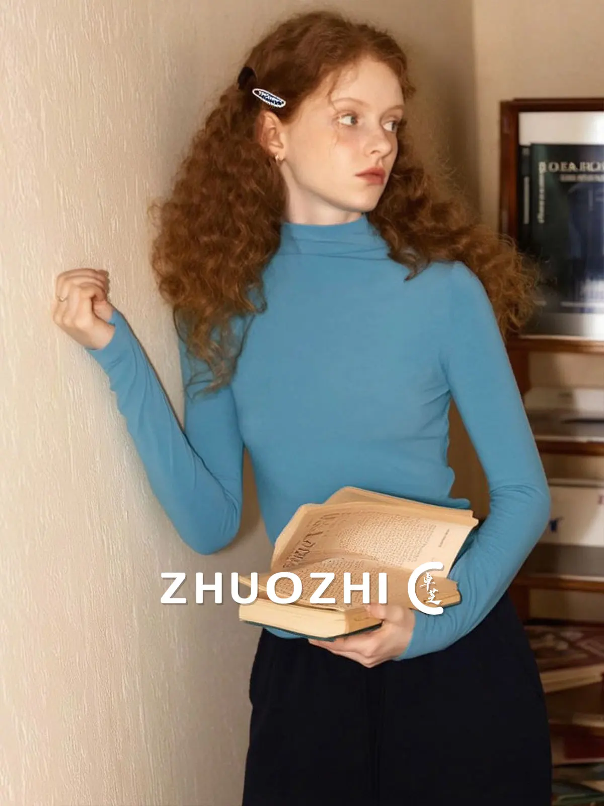 

ZhuoZhi Soft Cozy f High Collar Slim Fit Base irt Versatile Innerwear Outerwear T-irt Commute Casual Pure Color