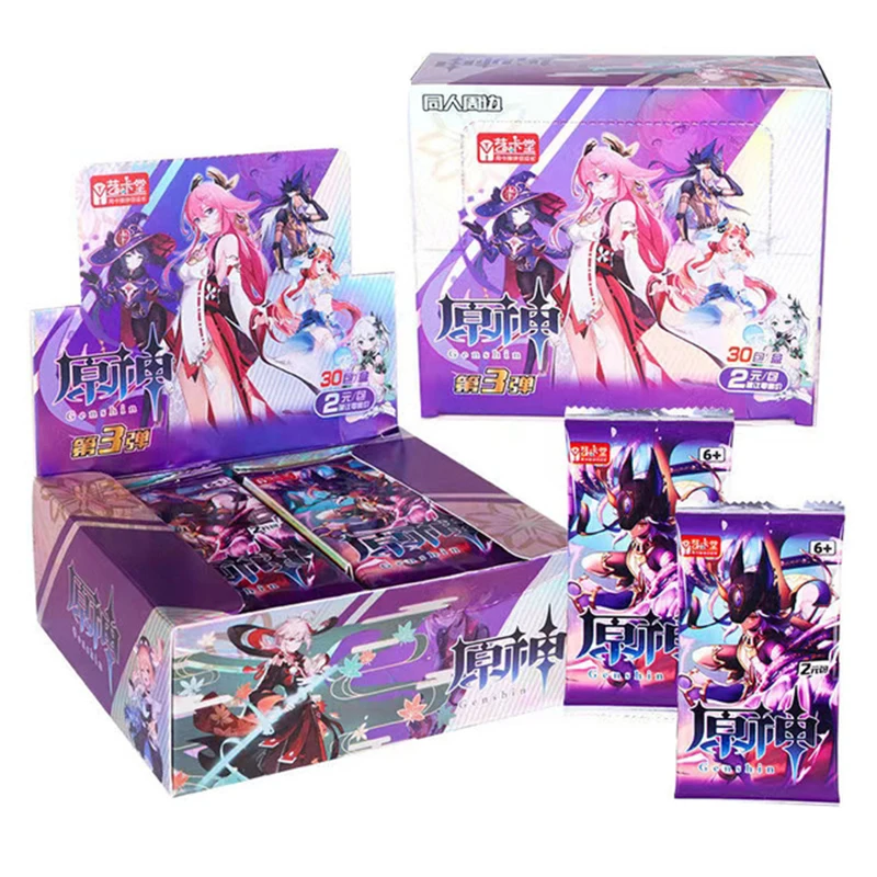 Game Anime Genshin Impact Cards Ganyu Hutao Lnazuma Keqing Vision Figure Model Collection Cards Table Board Toy Children's Gifts