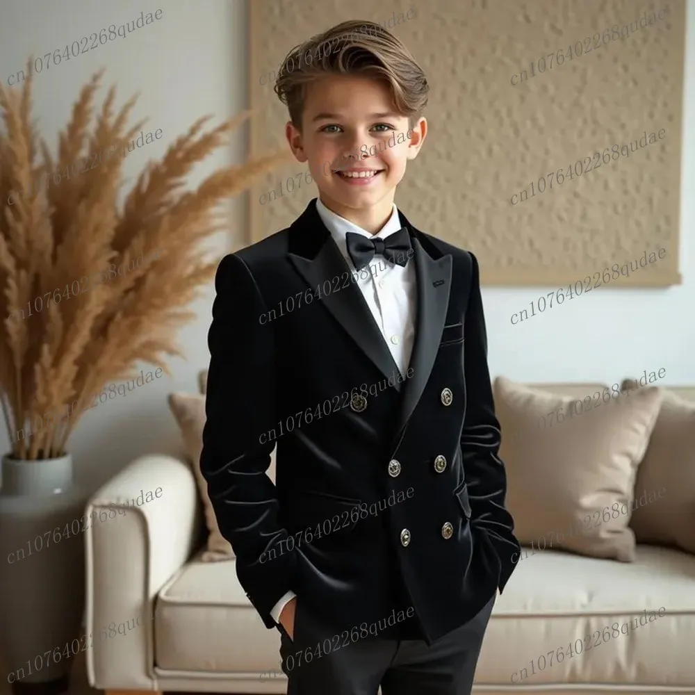 

Customize Black Velvet Boy's Suit Formal Kids Tuxedo Toddler Children Clothes Boys Attire 2 Piece Set Jacket Pants