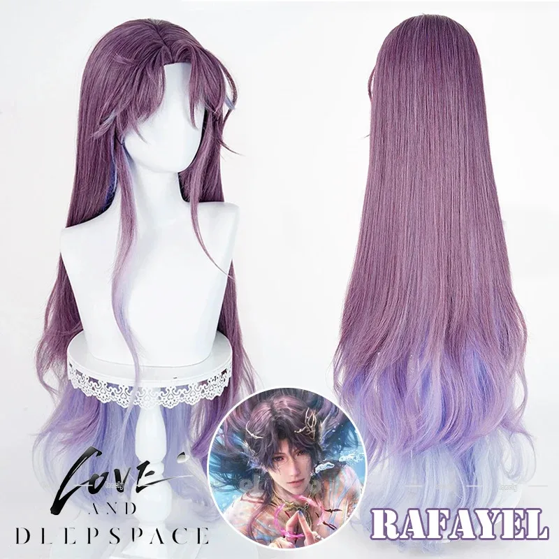 

lili 123Love and Deepspace Rafayel Cosplay Wig Purple Blue Gradient Long Wavy Hair Heat Resistant Wigs Men Women Submerged Eclip