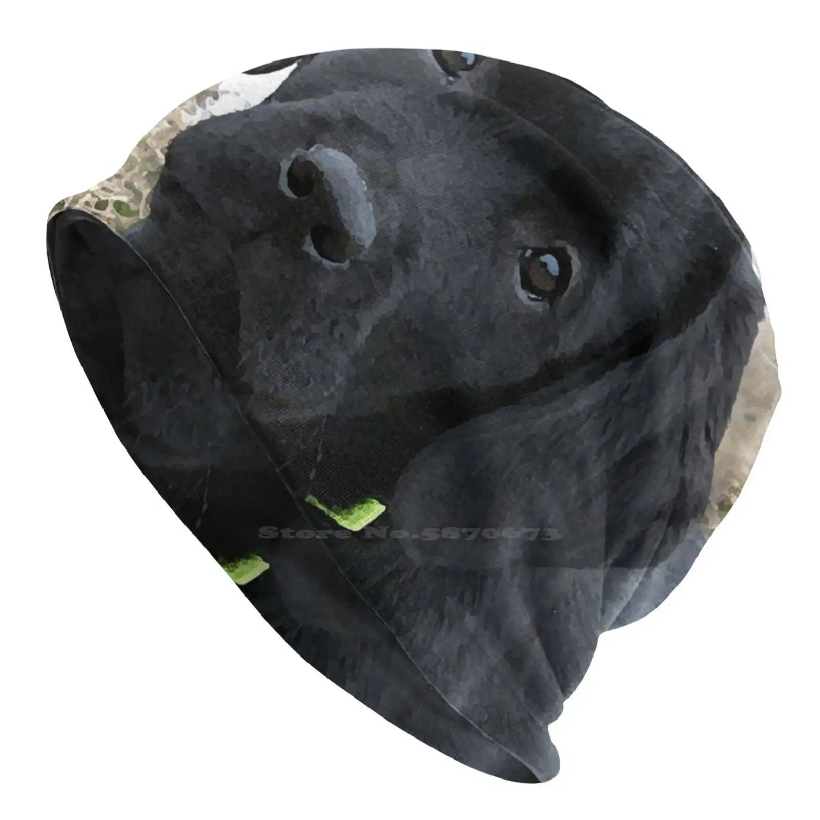 Awaiting Spring-Black Labrador Puppy Knitted Hat Warm Beanie Outdoor Caps Black Lab Art Black Retriever Labrador Dog Black