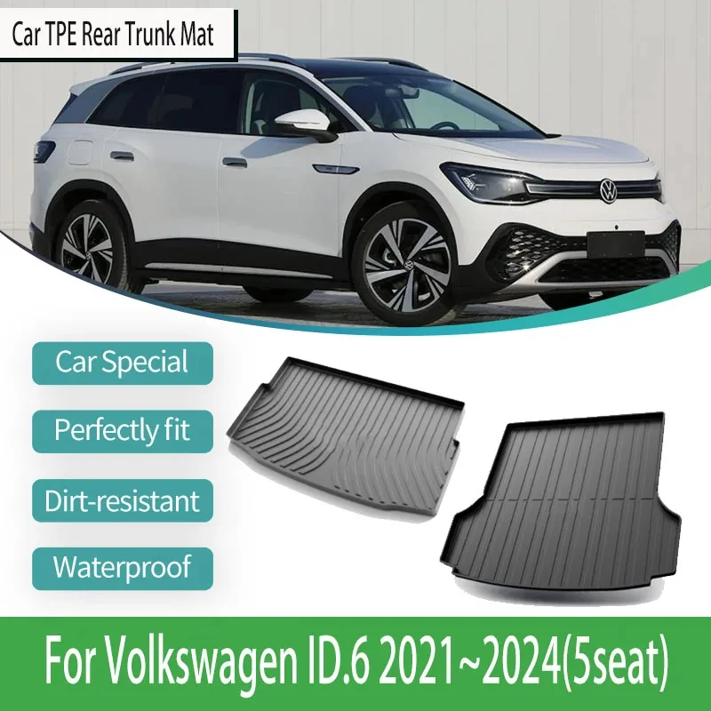 

For Volkswagen VW ID.6 ID6 ID 6 2021~2024 5seat Car Trunk Storage Pad Anti-Dirty Protection Rug Car Mat Carpets Auto Accessories