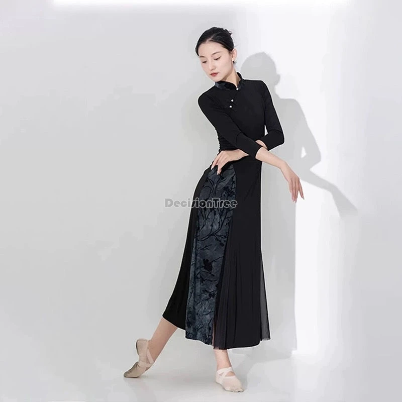 

2024 fashionable patchwork dancing qipao classical dance fairy graceful garment modern improved ethnic dance performance qipao