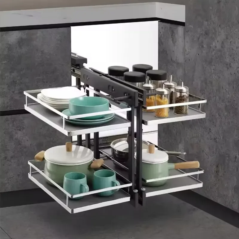 Magic Corner Kitchen Basket - Heavy Duty Pull Out Storage Organizer for Cabinets and Sinks