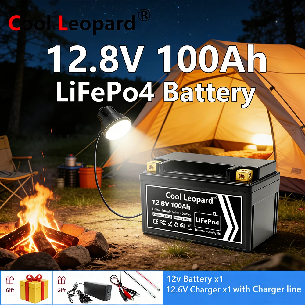 Lightweight 12V 100Ah LiFePO4 Battery Pack, 4000+ Cycles, Superior to Lead Acid for Fish Finder & Outdoor Lighting