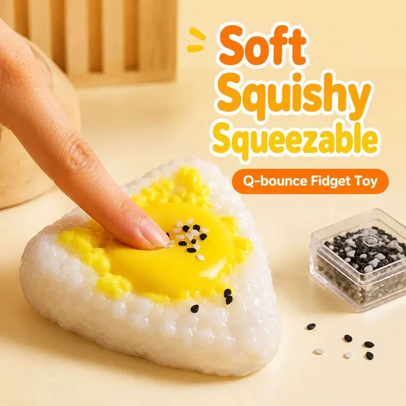 Niedliches Eigelb-Reisbällchen Fidget-Spielzeug, Weiches Dehnbares Quetsch-Stressabbau-Spielzeug, Tragbares Entspannungsspielzeug, Geschenk für Schüler, Büro und Alltag
