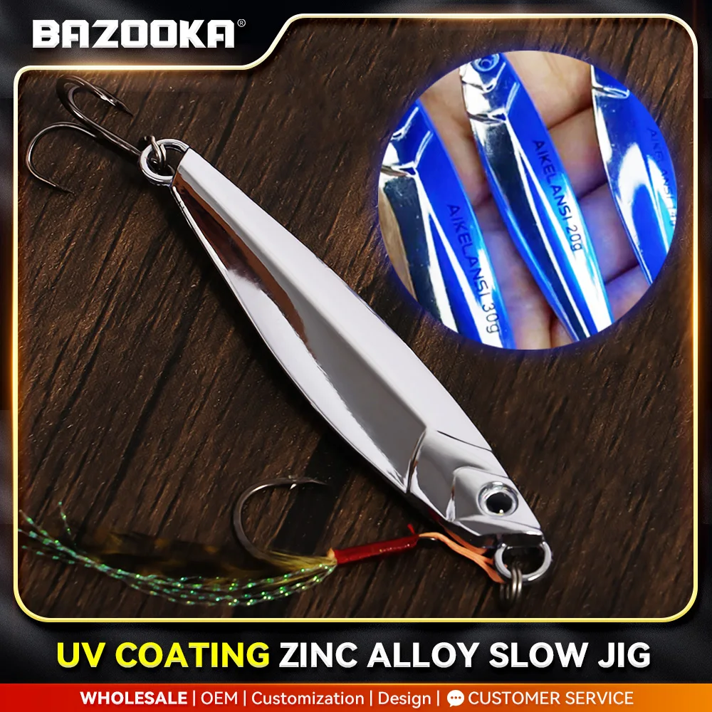 Bazooka UV Slow Jig Löffel Angelköder Bleimetall Jigging Sinking Jighead Bionics Salzwasser Boot Bass Pike Shore Winterköder