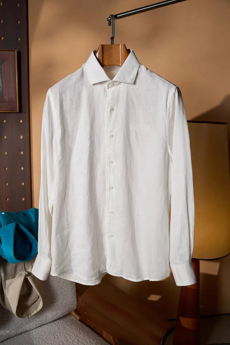 

Italian old money style light luxury 26 spring and summer high version 100% linen business casual long-sleeved shirt shirt