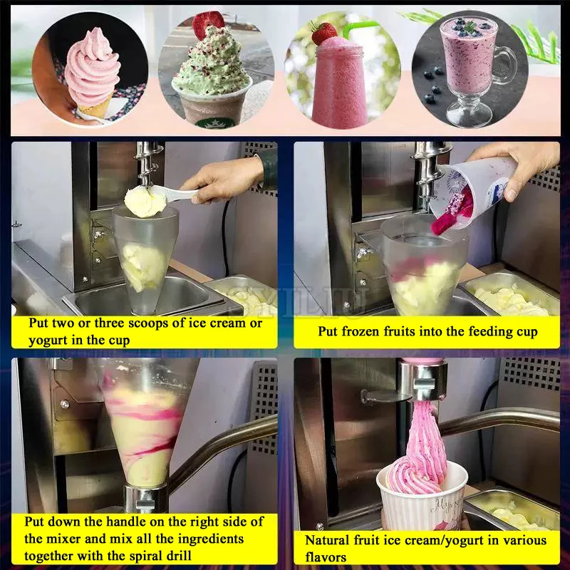 

Multifunctional Self-clean Ice Cream Blender Commercial Stirring Equipment For Soft Serve Frozen Yogurt Raw Material Mixing Work
