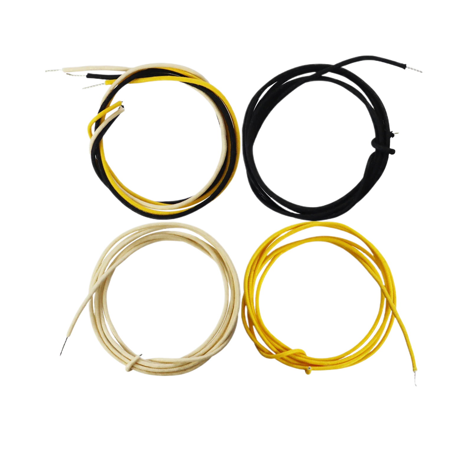 Cable para Guitarra de 22 AWG con Recubrimiento de Tela Encerada Estilo Vintage (blanco/negro/amarillo) Cable Pushback para Guitarra Eléctrica/Bajo