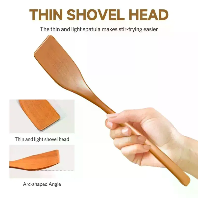 Utensils No Stick Wooden Spatula Premium High Heat Wooden Turner Sturdy Versatile Frying Spatula Fried Food Kitchen
