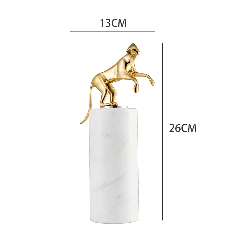 

Luxury Brass Gymnast Tabletop Decorations High-end Brass Leopard Print Sculpture