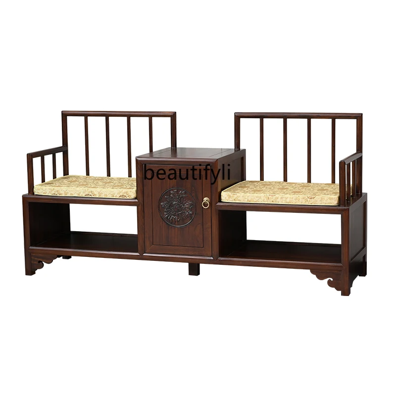 Chinese Style Chair for Shoes Changing a Double Chair Entrance Storage Chair Complete Log Sitting Shoe Cabinet Bench