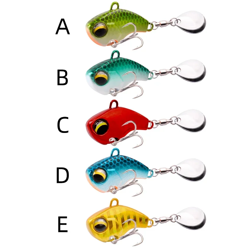 New Arrival 5PCS 6g/14g/26g Metal VIB Fishing Lure Spinner Sinking Rotating Spoon Pin Crankbait Sequins Baits Fishing Tackle