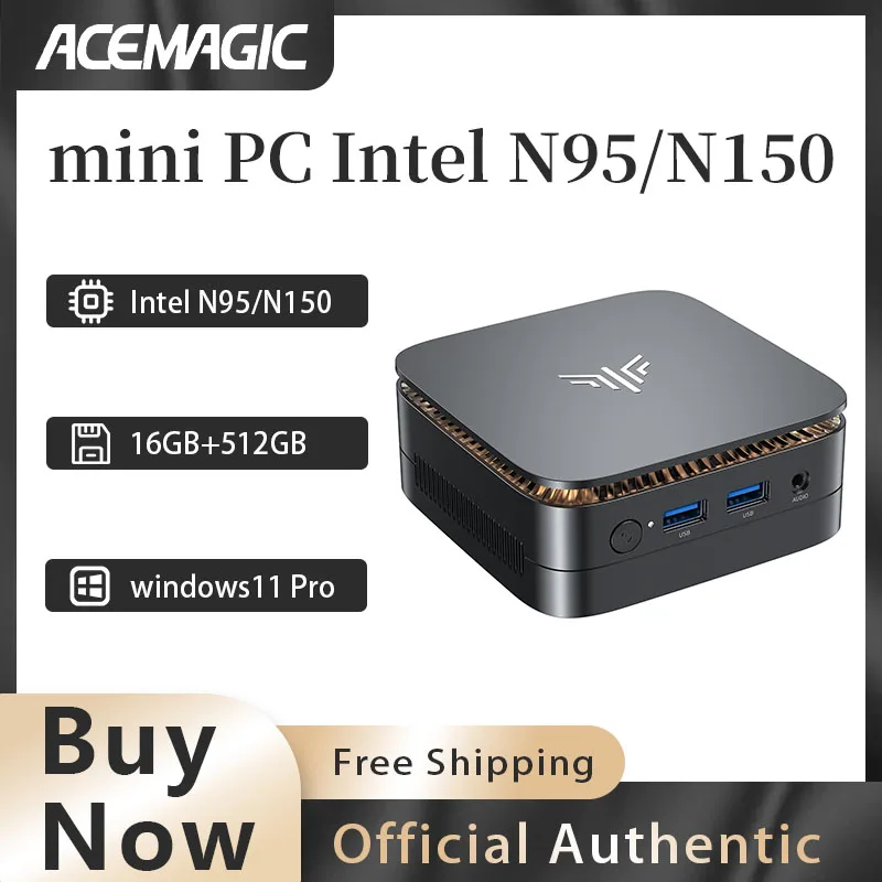 ACEMAGIC Intel N150/N95 ミニホスト 11 Pro デスクトップ 4K デュアルディスプレイ RAM 16GB SSD 512GB/1TB 3.6GHz 家庭/オフィス向けミニPC