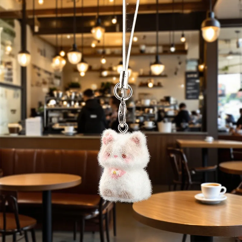Simpatico cartone animato gatto pizzicato portachiavi in resina tridimensionale ciondolo borsa cordino per cellulare regalo per donne portachiavi in peluche 1 pz
