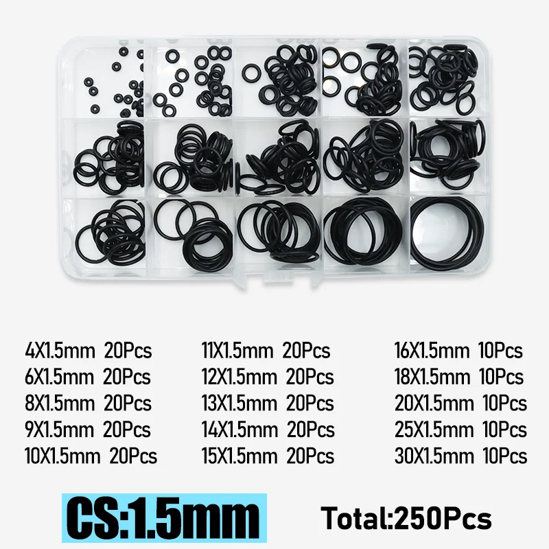 Cs 1,0-4,0mm gummi o ring hochwertige dichtung scheibe balck nbr o-ring Sanitär dichtung auto klimaanlage öl beständiger our kit – Detail 17