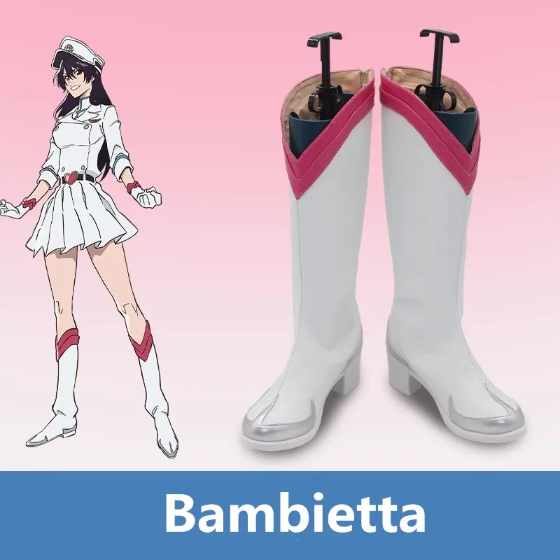 JP アニメ ブリーチ 千年血戦篇 バンビエッタ バスタービン コスプレ衣装 靴 ピンク ホワイト 手作り フェイクレザーブーツ