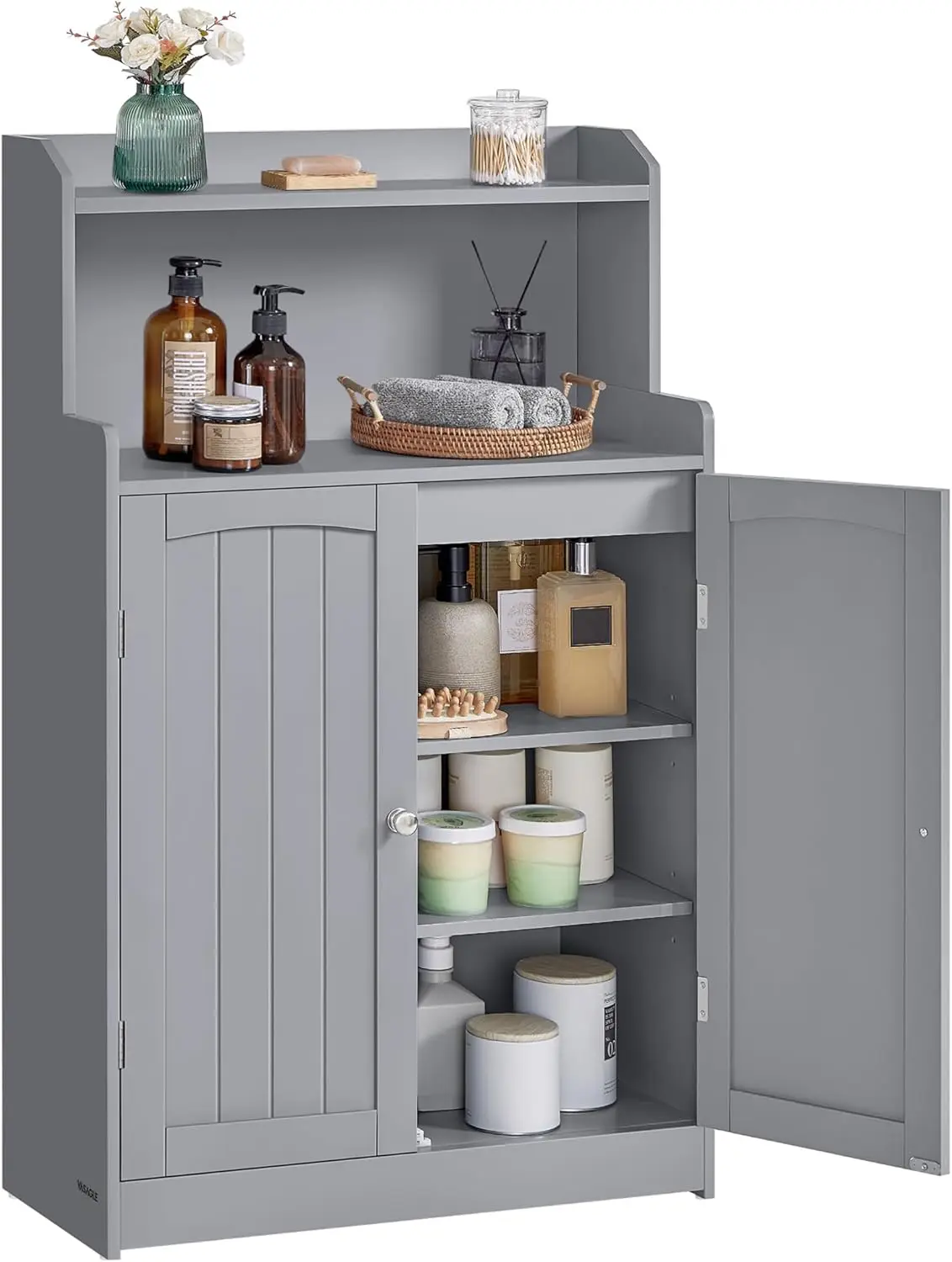 

39.4-Inch Tall Storage Cabinet, Floor Cabinet with 2 Doors, 2 Adjustable Shelves, Freestanding, for Bathroom, Kitchen,...