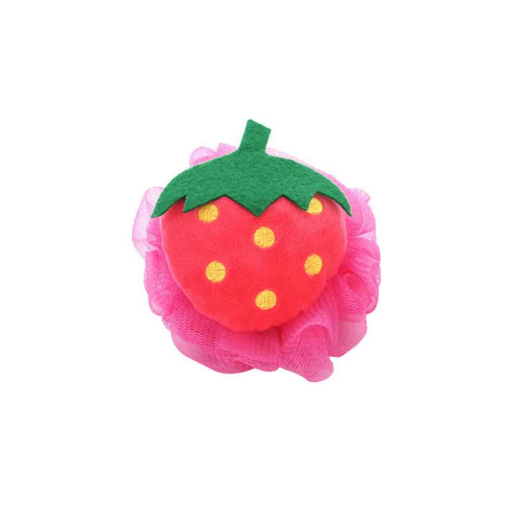 

2Pcs Strawberry Fruit Shaped Bath Ball Mesh Pouf Shower Ball Soft Comfortable Nylon Long Lasting Relaxing Clean