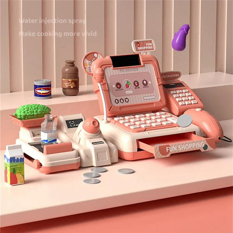 

ABTI-Kids Cash Register Pretend Cash Register Pretend Play Calculating Kids Accessories Scanner &Sounds Light Cash Register