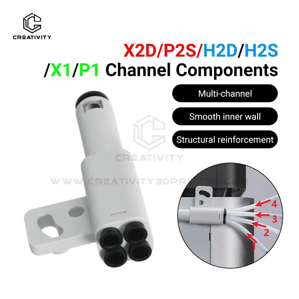 4-In-1 Multi Filament Expansion Splitter PTFE Pipe Adapter AMS 4 Feeding Modules Connect Port for X1 X1C X2D P1P P1S P2S H2D H2S