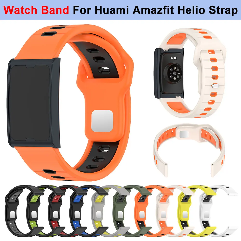 Pulseira de Silicone para Huami Amazfit Helio, Faixa de Substituição para Relógio Inteligente, Bracelete Esportivo