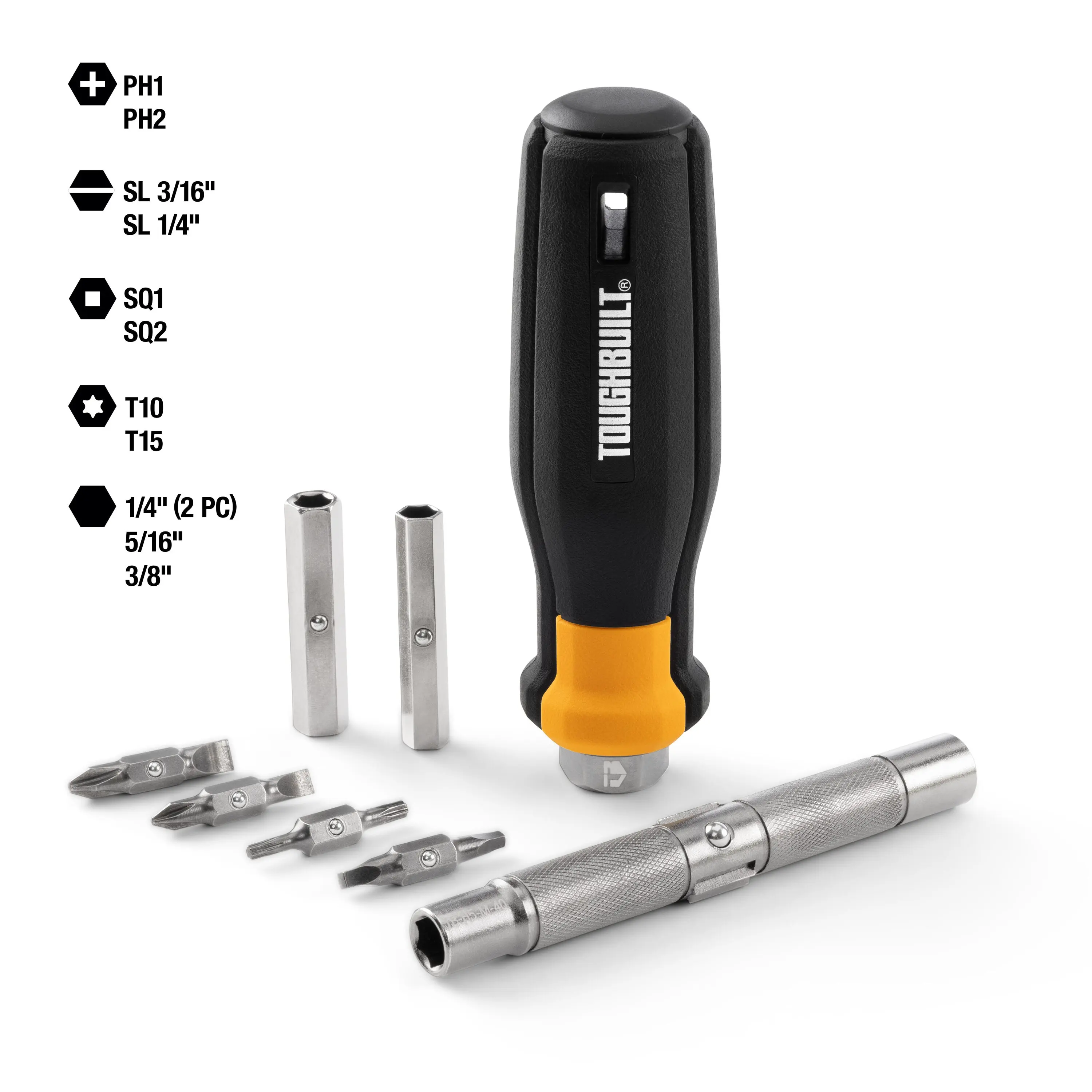 TOUGHBUILT TB-H5-M-01 Autoloading Multi-Bit Driver Magnetic Portable Screwdriver Hand Tools