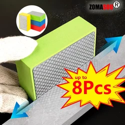 Top Diamante Mão Polimento Pads, Azulejo De Vidro Abrasivo, Moagem Bloco Pad, Pedra De Mármore, Cerâmica Lixar Disco, Ferramentas De Polidor, 1-8Pcs