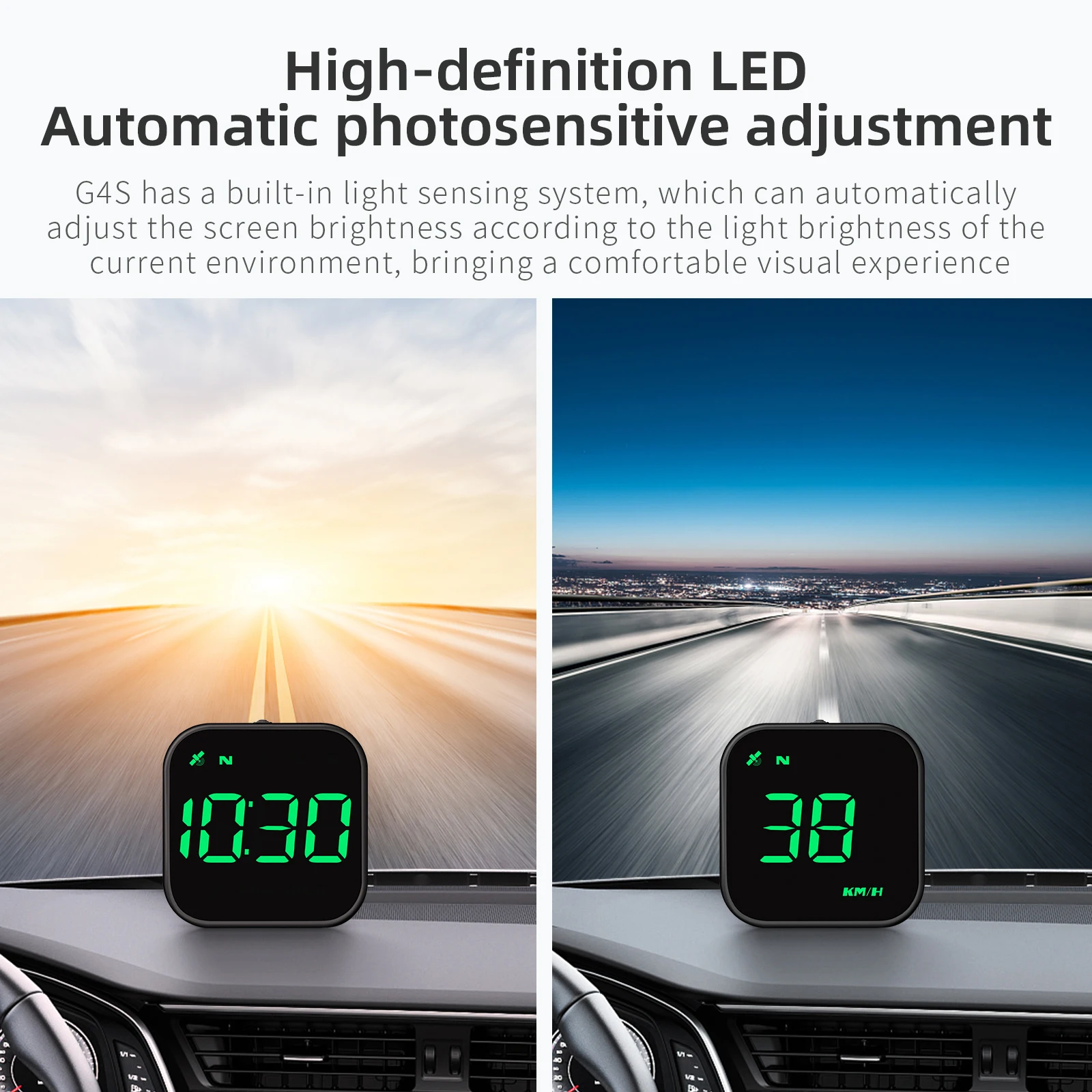 G4S Car GPS Speedometer GPS Head Up Display For HUD With White/Green Light Fatigue Driving Reminder Overspeed Alarm LCD Gauge