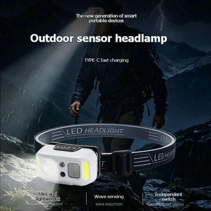 [NEWA76K!】 Smart Sensor LED Headlamp Rechargeable Bright, Lightweight& Long-Lasting For Outdoor Activities For Running, Camping,